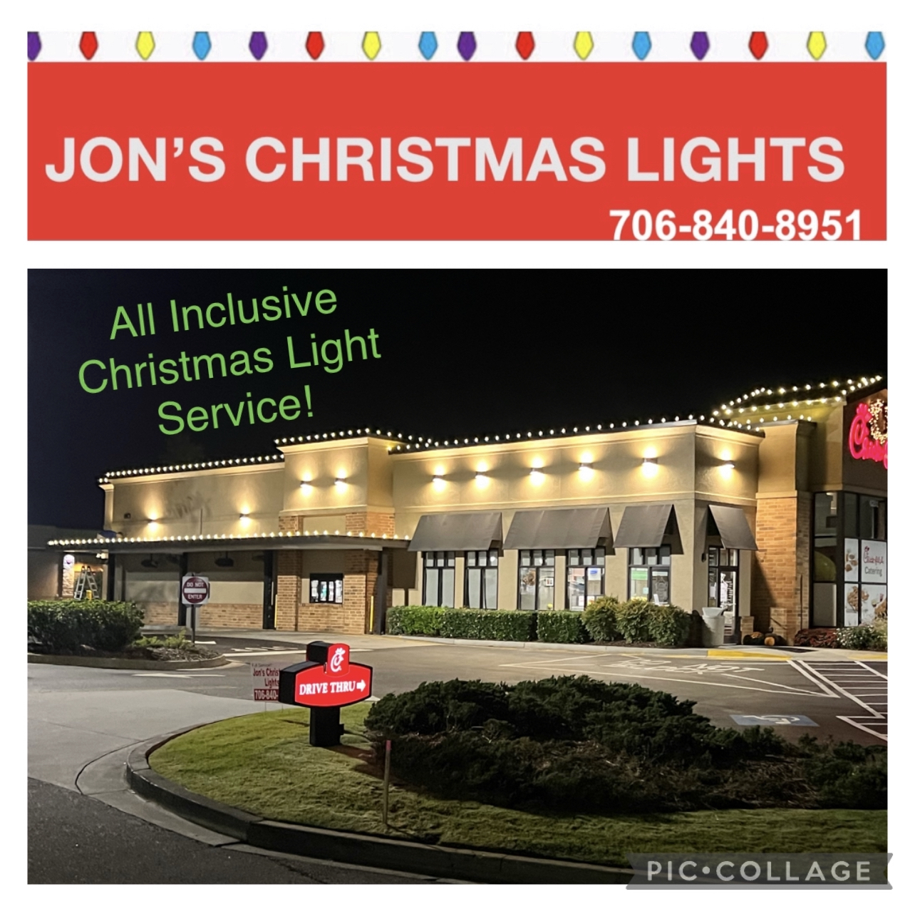 Commercial Christmas Light Installation in Evans, GA
